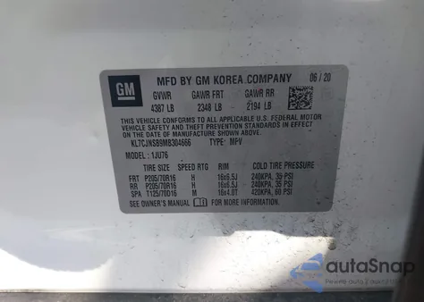 2021 Chevrolet Trax Awd Ls from USA, damaged, VIN KL7CJNSB9MB304666